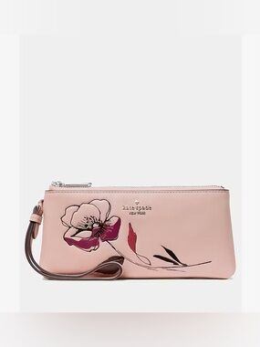 ♠️Kate Spade New York Wren Floral Embossed Wristlet, Rose Smoke Pink NWT